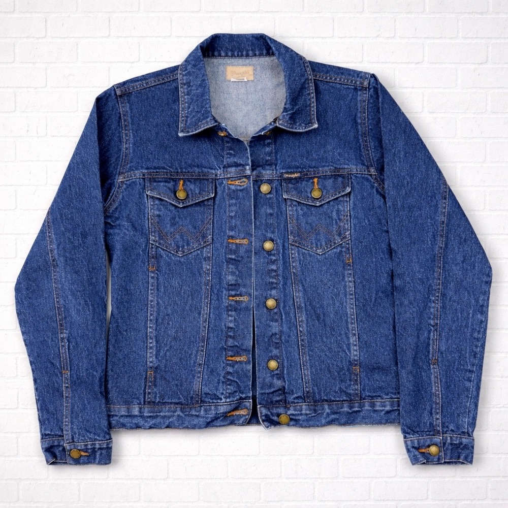 90s Wrangler Denim Jacket Womens Medium Blue Western Trucker Jean‎ Coat WBJ50SW